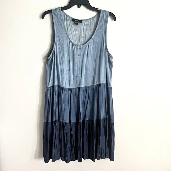 Karen Kane Sleeveless Chambray Denim Dress - Size L
